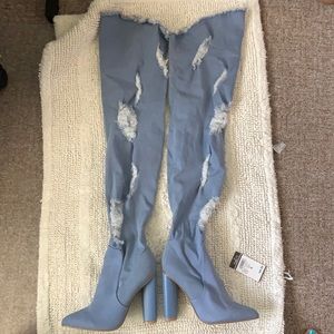 Jean knee-high boots